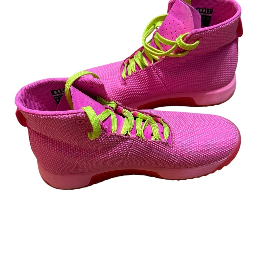 Vibrant Pink and Neon Green High-Top Sneakers - Picture 4 of 16